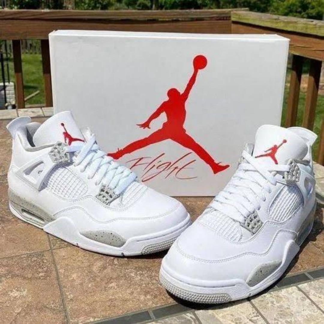 ORIGINAL AIR JORDAN 4 RETRO, "OREO". CUSTOMIZED JORDAN, COLOUR GREY AND WHITE ,HIGH QUALITY SNEAKERS. JORDAN Best shop for Airforce, Air jordan, Airmax tn, Air force sneakers)