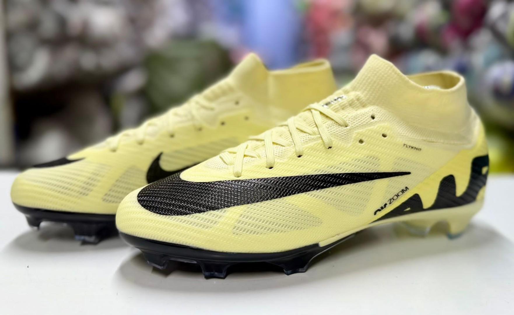 Original Air Zoom Mercurial super flly 9 16 Elite FG Firm Ground Soccer Cleats - cream/Black/Gold. Pack Football Boots. Football Boots, Shadow Pack Soccer boots, ground soccer clears, purple yellow wh
