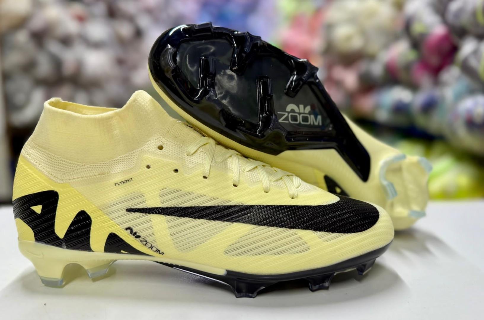 Original Air Zoom Mercurial super flly 9 16 Elite FG Firm Ground Soccer Cleats - cream/Black/Gold. Pack Football Boots. Football Boots, Shadow Pack Soccer boots, ground soccer clears, purple yellow wh
