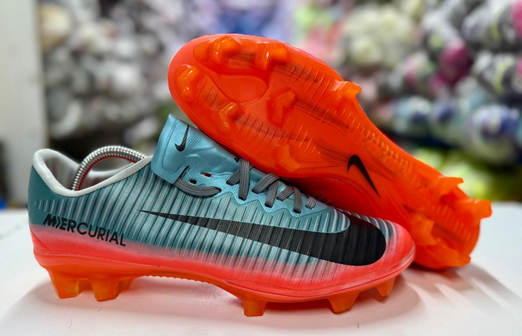 Original Air Mercurial Vapor 11 FG Firm Ground Soccer Cleats - Jade/Black/RedPack Football Boots. Football Boots, Shadow Pack Soccer boots, ground soccer clears, purple yellow white.