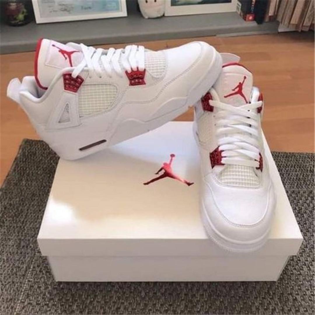 ORIGINAL AIR JORDAN 4 RETRO, "METALLIC RED". CUSTOMIZED JORDAN, COLOUR GREEN AND WHITE ,HIGH QUALITY SNEAKERS. JORDAN Best shop for Airforce, Air jordan, Airmax tn, Air force sneakers)