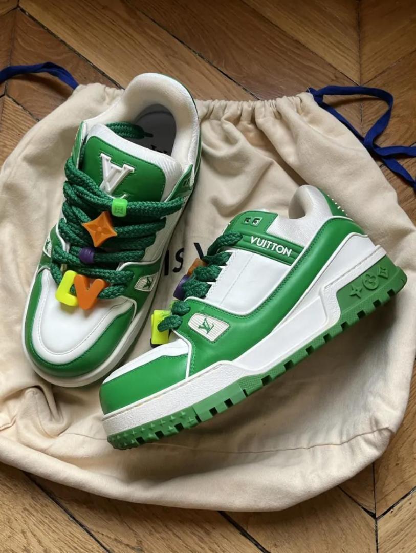 ORIGINAL LOUIS VUITTON SNEAKERS, LV SKATE , MULTI COLOUR WHITE AND GREEN TUNED AIR, HIGH QUALITY SNEAKERS. Best shop for Airforce, Air jordan, Airmax tn, Air force sneakers)