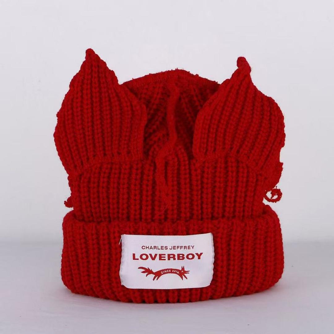 Loverboy Beanie Winter Skullies Cute Unisex (women and men) Cat Ear Hat Crochet Knitted Hat Costume Beanie Prop Party Women Gift Hip-hop Cap