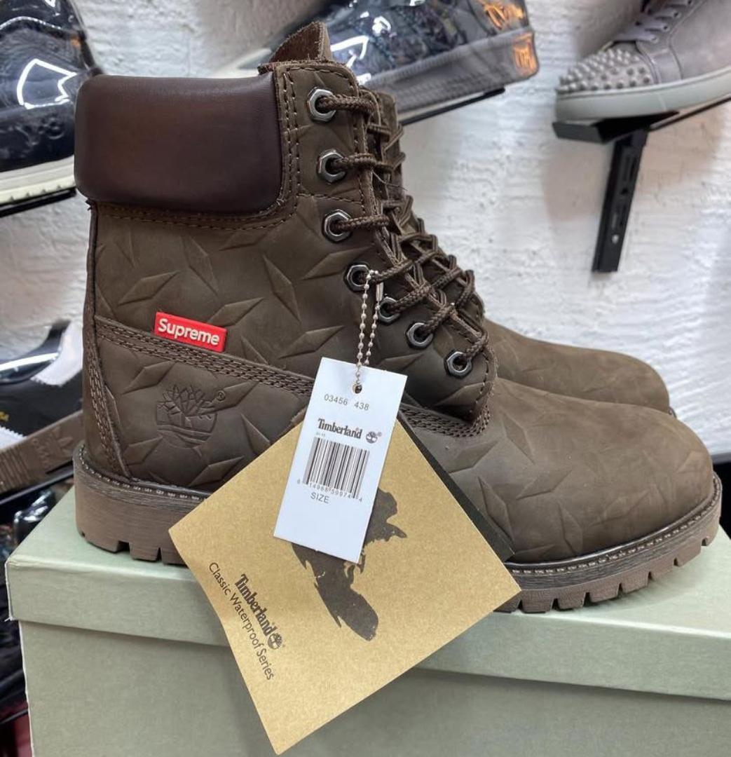 Original Supreme Timberland Diamond Plate 6inch Premium Waterproof Boot, customized timberland boots black Supreme Desighners shoes and Boots
