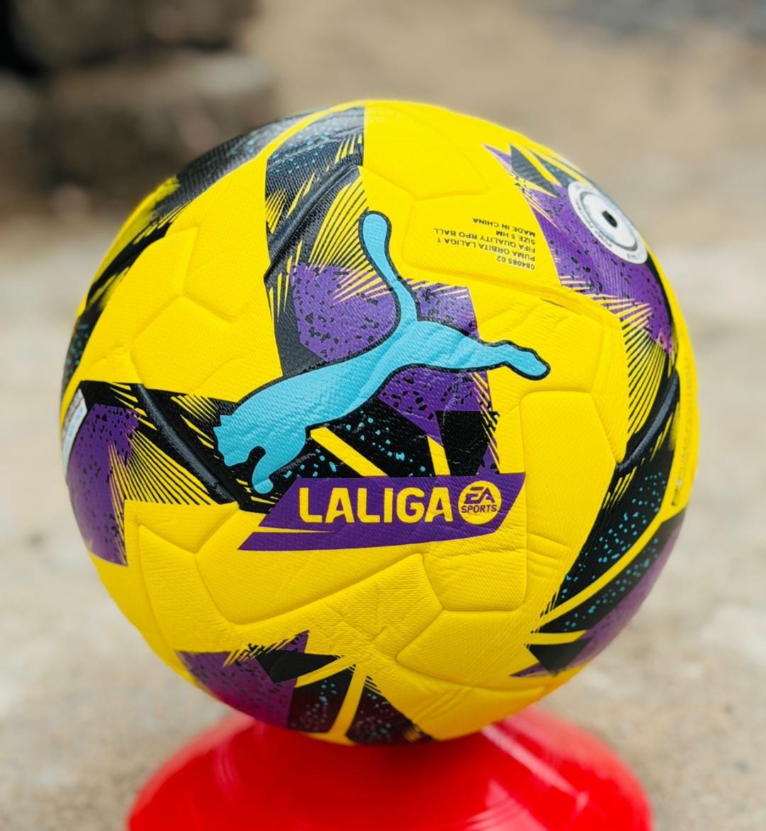 🔥 OFFER 🔥 Laliga ACC Flight Official Match Soccer Ball (Yellow/Blue) (3) Soccer ball New Size 5. Football for training and match playing.