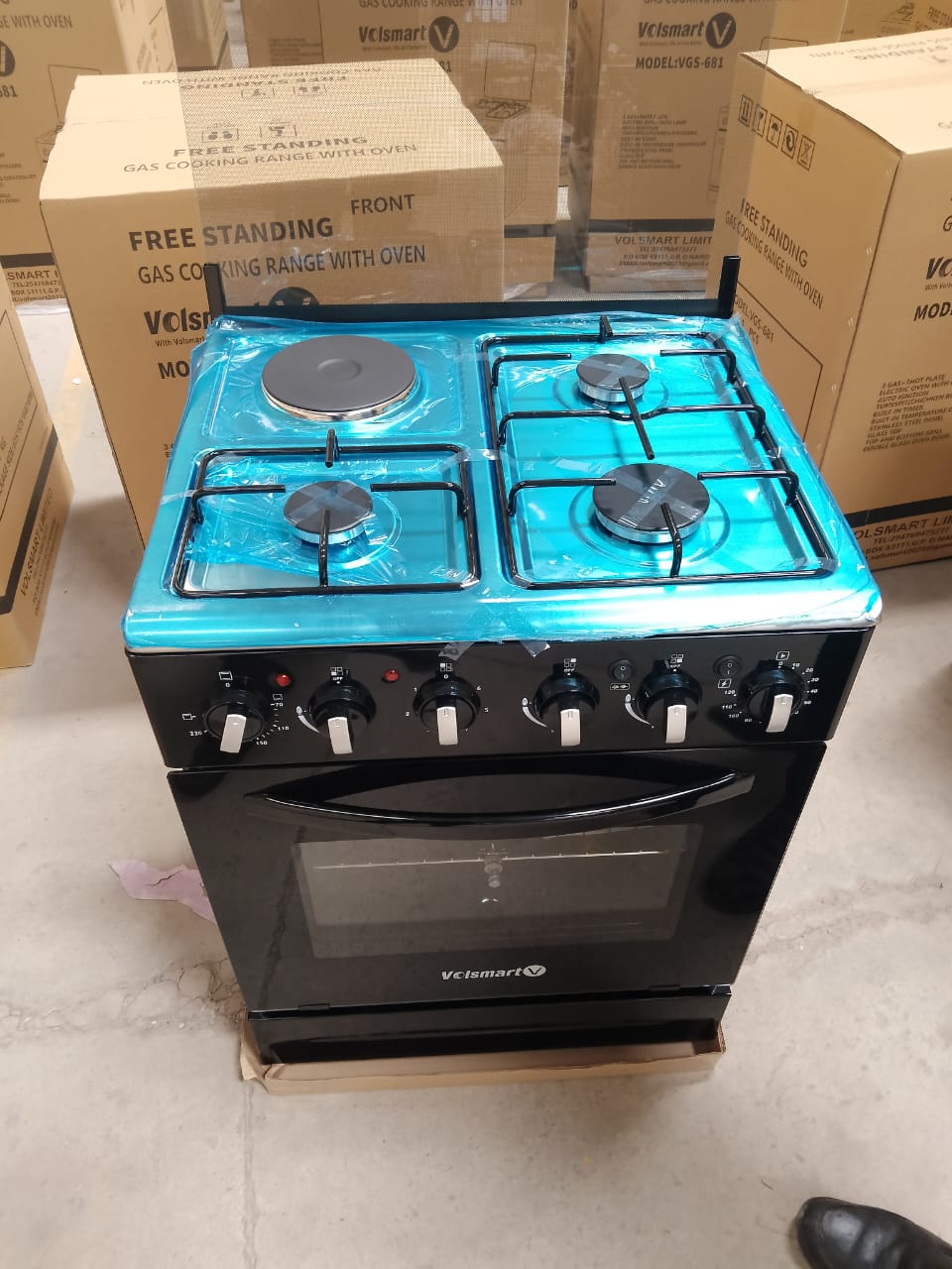 Volsmart 60×60 JET 3 Gas + 1 Electric Standing Cooker – 1 YEAR WARRANTY-Auto Ignition, Electric Oven & Grill