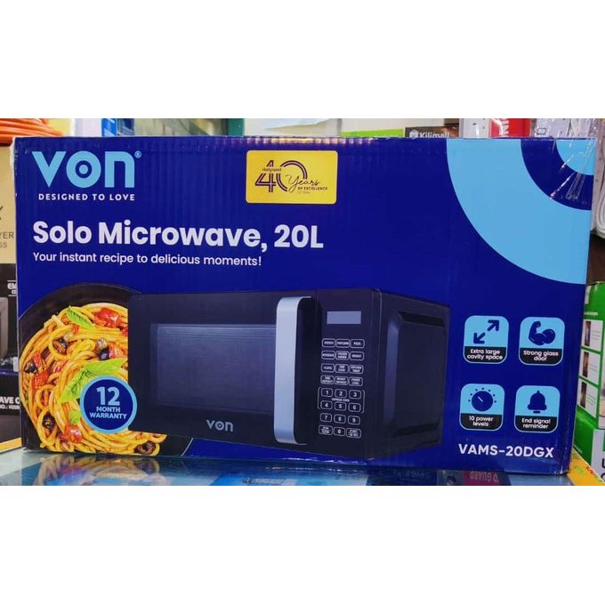 VON VAMS-20DGX Microwave Oven, Solo, 20L, Digital ‚Black