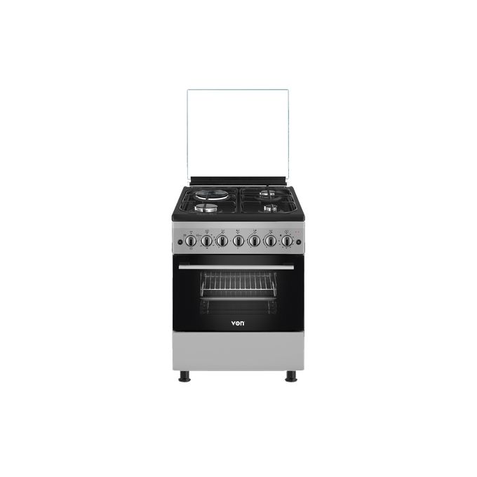 [Special Offer]VON HOTPOINT 58cm by 58cm, 3 Gas Pool Jet Burners +1 Electric, Free Standing Cooker with Electric Oven(1 YR WRTY)