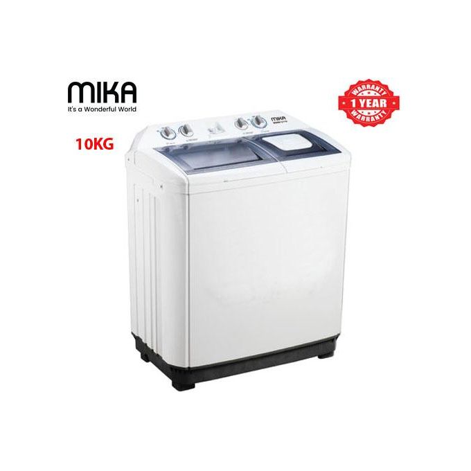 [Special Offer] Mika 10Kg, Semi-Automatic Twin Tub Washing Machine With 1 Year Warranty