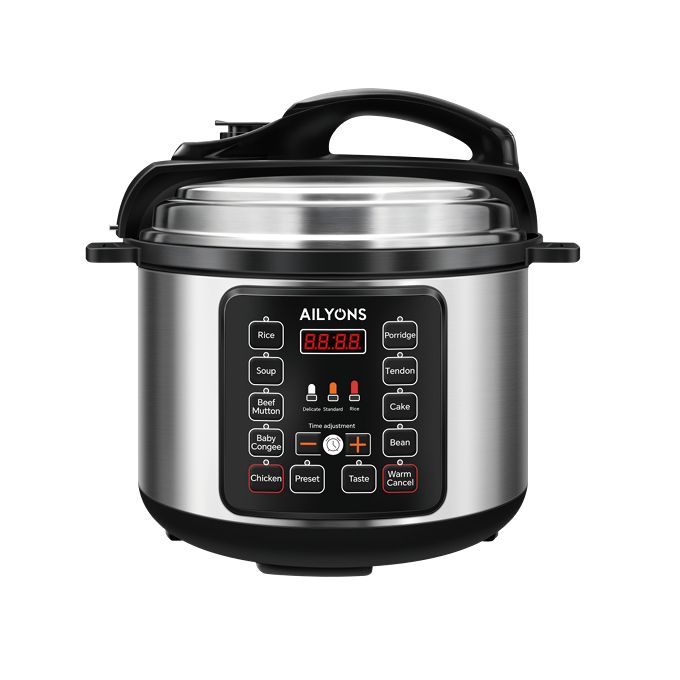 AILYONS LS-A1-5L Deluxe 5L Automatic Electric Pressure Cooker 900W Silver (1YR WRTY)