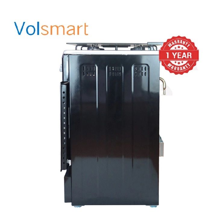 VOLSMART Standing Gas Cooker - 50*55, 3 Gas Jet Burners + 1 Hot Plate, Electric Oven - Black