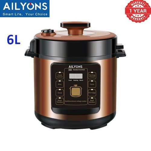 AILYONS 6L Automatic Electric Pressure Cooker 1000W (1YR WRTY)