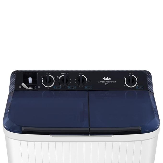 HAIER Washing Machine Semi Automatic 13KG Twin Tub Top Load Washing Machine Turbo Dry,Washes Duvets & Blankets, Low Power, White(1YR WRTY)