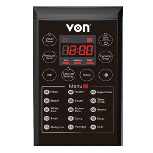 VON 6L Multifunction Electric Pressure Cooker - Silver