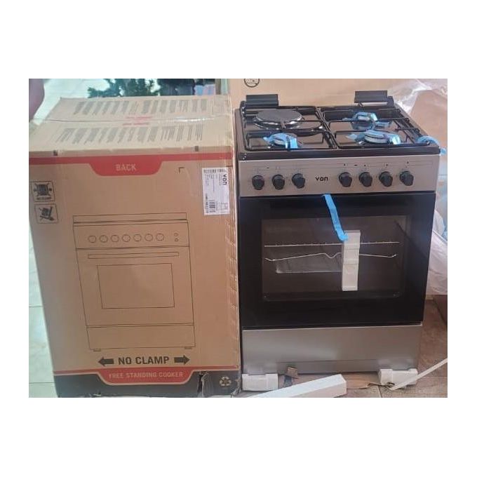 VON 60x55, 3 Gas Pool Jet Burners + 1 RAPID Hot Plate, Rotisserie, Electric Oven Free Standing Cooker