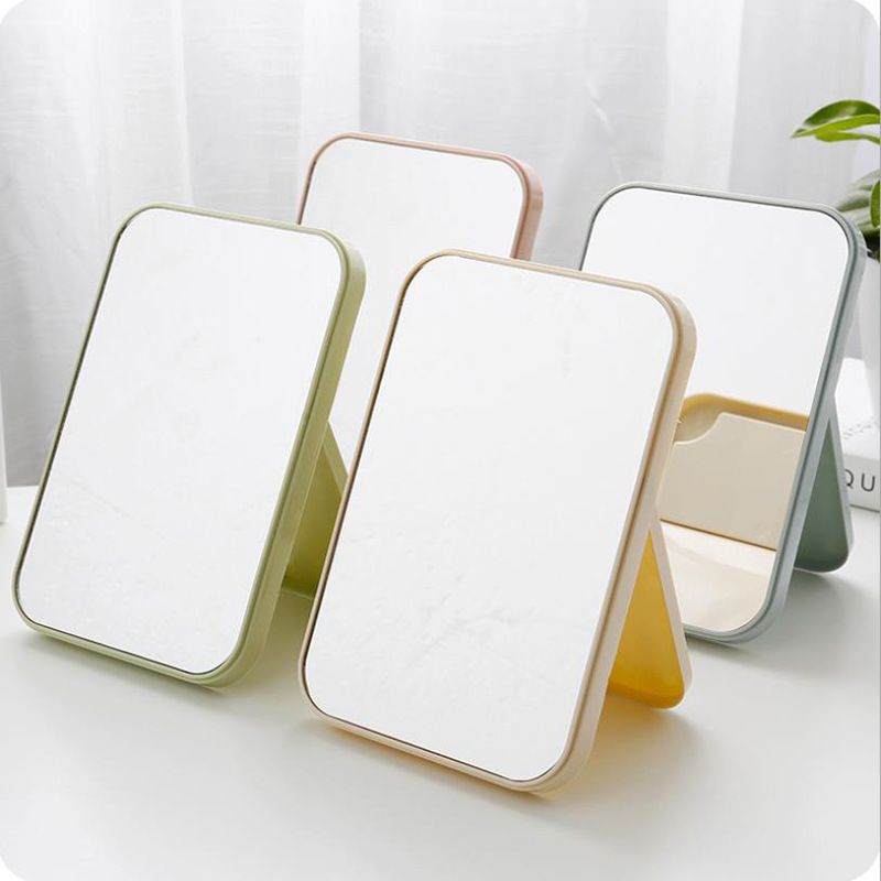 Mirror Desktop Makeup Mirror Square Desktop Single-sided Princess Dressing Mirror Folding HD Mirror Small Household Mirror