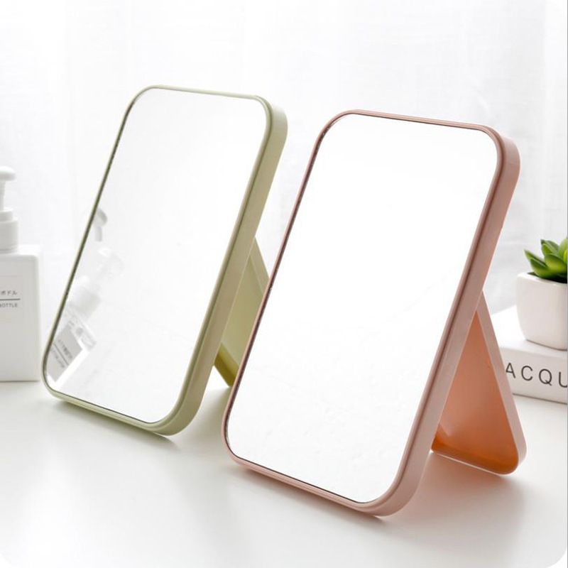 Mirror Desktop Makeup Mirror Square Desktop Single-sided Princess Dressing Mirror Folding HD Mirror Small Household Mirror