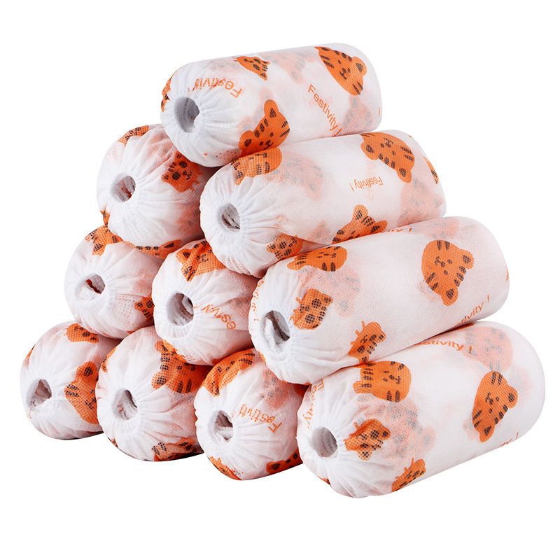 （Each pack is 50 pairs）Disposable Printed Cartoon Shoe Cover Thickened Non-Woven Shoe Cover non-slip Wear Resistant Household Dust Disposable Foot Cover