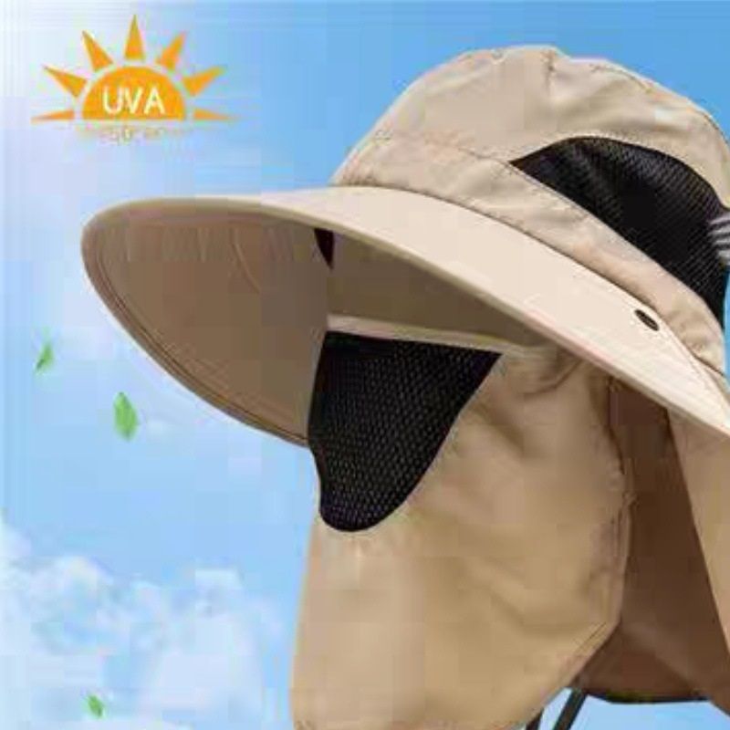 Men's Large Eave Sun Block UV Protection Fishing Hat Sun Hat Sun Hat Travel Face Shield Neck Fisherman's Hat