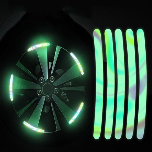 Car Wheel Reflective Colorful Laser Luminous Tire Anti-Collision Stickers Individuality Creative Motorcycle Electric Vehicle Color Stickers