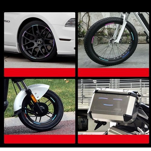 Car Wheel Reflective Colorful Laser Luminous Tire Anti-Collision Stickers Individuality Creative Motorcycle Electric Vehicle Color Stickers