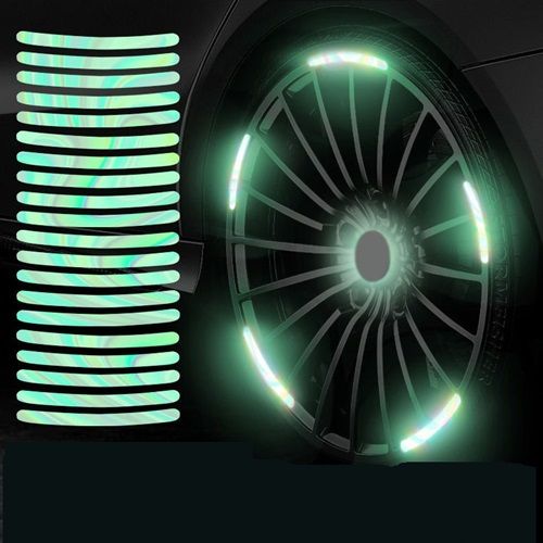 Car Wheel Reflective Colorful Laser Luminous Tire Anti-Collision Stickers Individuality Creative Motorcycle Electric Vehicle Color Stickers