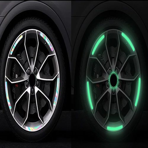 Car Wheel Reflective Colorful Laser Luminous Tire Anti-Collision Stickers Individuality Creative Motorcycle Electric Vehicle Color Stickers