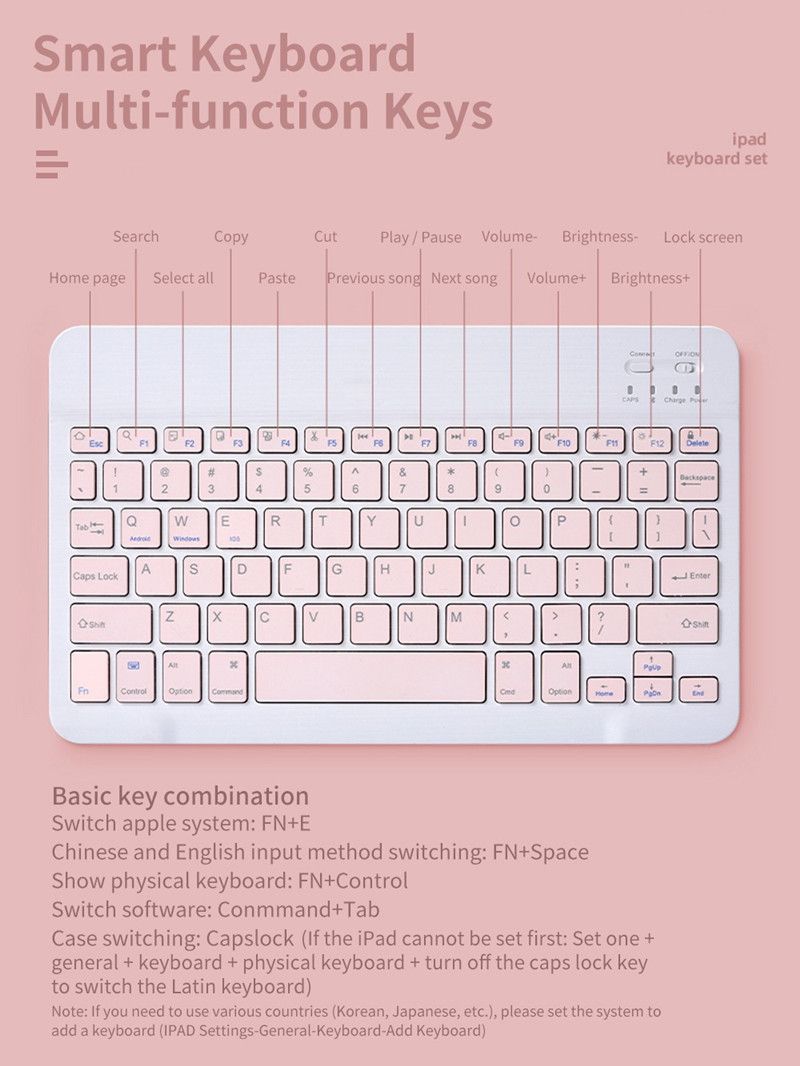 Slim Portable Bluetooth Keyboard And Mouse Kit For IPad Tablet 10 "Bluetooth Keyboard For Android Phone