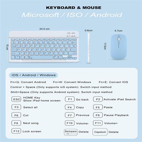 Slim Portable Bluetooth Keyboard And Mouse Kit For IPad Tablet 10 "Bluetooth Keyboard For Android Phone