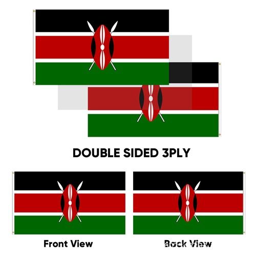 Kenya Flag 14X21cm Kenya String Flag 5 m 20 Piece Square Flag Fan Decoration Hanging Flag Pull Flag Polyester Flag 3X5FT Kenya Flag