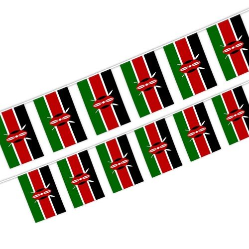 Kenya Flag 14X21cm Kenya String Flag 5 m 20 Piece Square Flag Fan Decoration Hanging Flag Pull Flag Polyester Flag 3X5FT Kenya Flag