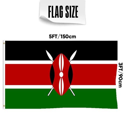 Kenya Flag 14X21cm Kenya String Flag 5 m 20 Piece Square Flag Fan Decoration Hanging Flag Pull Flag Polyester Flag 3X5FT Kenya Flag