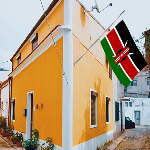 Kenya Flag 14X21cm Kenya String Flag 5 m 20 Piece Square Flag Fan Decoration Hanging Flag Pull Flag Polyester Flag 3X5FT Kenya Flag