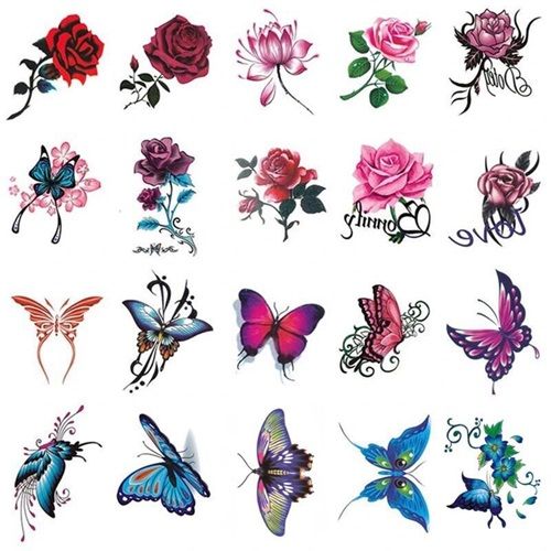New 3D Temporary Tattoo Sticker Waterproof Long-lasting Realistic Black Rose Flower Butterfly Small Fresh Tattoo Sticker