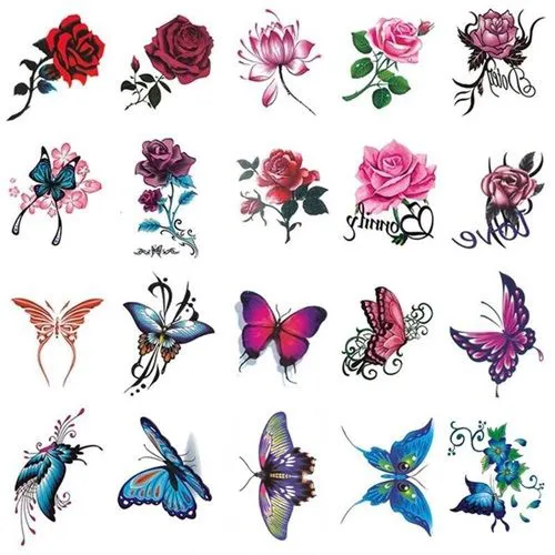 New 3D Temporary Tattoo Sticker Waterproof Long-lasting Realistic Black Rose Flower Butterfly Small Fresh Tattoo Sticker