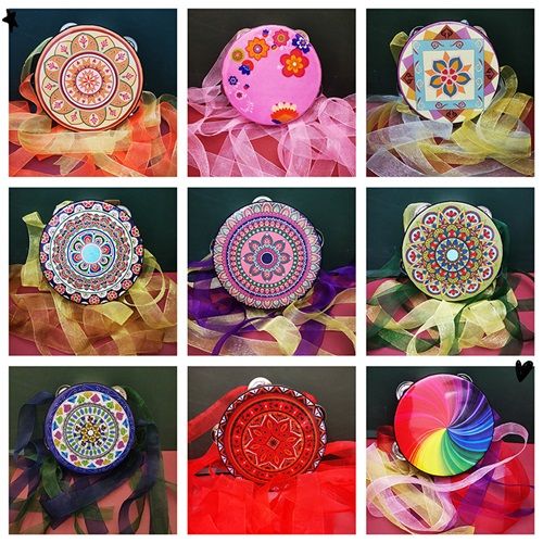 Tambourine 7 Inch Ribbon Uyghur Tambourine Boho Style