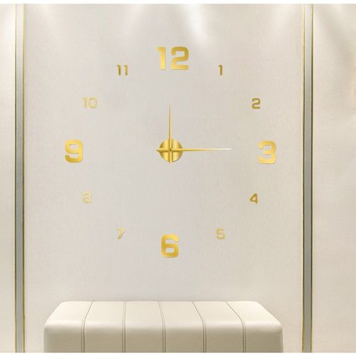 European Simple 40cm Gold Luminous Silent Clock Diy Three-dimensional 3D Digital Wall Clock Living Room Bedroom Digital Clock