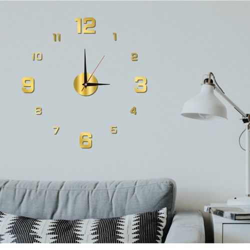 European Simple 40cm Gold Luminous Silent Clock Diy Three-dimensional 3D Digital Wall Clock Living Room Bedroom Digital Clock