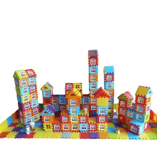 140 Pieces Of Large House Puzzle Building Blocks With Windows Kindergarten Children Large Square Variable Plastic House Assembly With Drawings