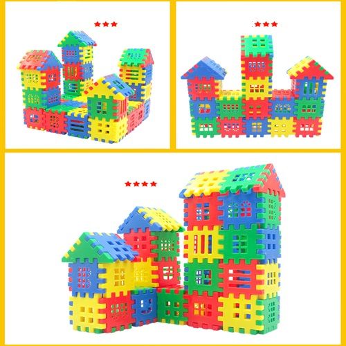 140 Pieces Of Large House Puzzle Building Blocks With Windows Kindergarten Children Large Square Variable Plastic House Assembly With Drawings