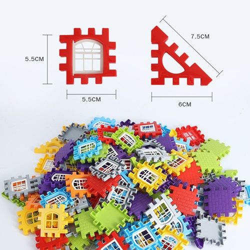 140 Pieces Of Large House Puzzle Building Blocks With Windows Kindergarten Children Large Square Variable Plastic House Assembly With Drawings