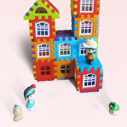 140 Pieces Of Large House Puzzle Building Blocks With Windows Kindergarten Children Large Square Variable Plastic House Assembly With Drawings