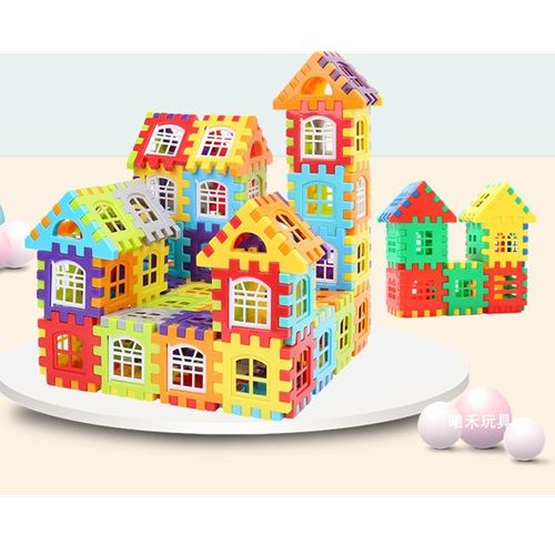 140 Pieces Of Large House Puzzle Building Blocks With Windows Kindergarten Children Large Square Variable Plastic House Assembly With Drawings