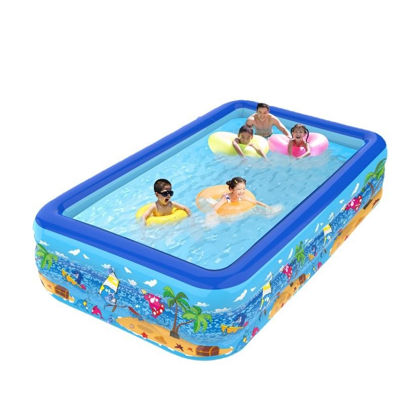Inflatable Swimming Pool Family Children's Paddling Pool Pool Ocean Ball Can Be Folded Three Layers 130CM Outer Diameter 147X105X50CM With A