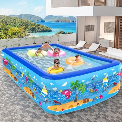 Inflatable Swimming Pool Family Children's Paddling Pool Pool Ocean Ball Can Be Folded Three Layers 130CM Outer Diameter 147X105X50CM With A