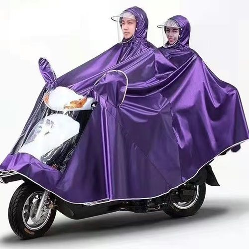 Single Double Oxford Raincoat Poncho Thickened Double Mirror Cover MOPED Motorcycle Head Mask（Single blue, double purple）