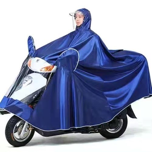 Single Double Oxford Raincoat Poncho Thickened Double Mirror Cover MOPED Motorcycle Head Mask（Single blue, double purple）