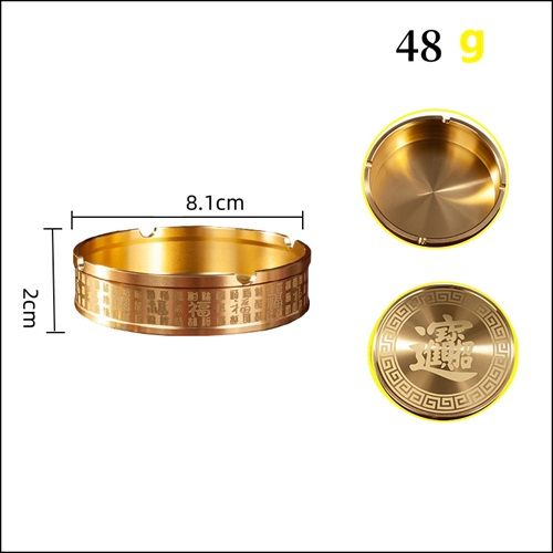 New Chinese Style Pure Brass Wire-drawn Glaze Ashtray, Office Copper Ornaments