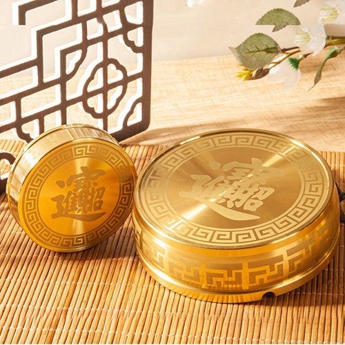 New Chinese Style Pure Brass Wire-drawn Glaze Ashtray, Office Copper Ornaments