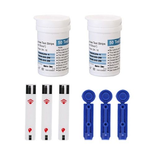 Automatic English Fast Non-adjustable Code Portable Medical High Precision Blood Glucose Meter Host + Test Pen + 50 Test Paper + 50 Blood Collection Needles